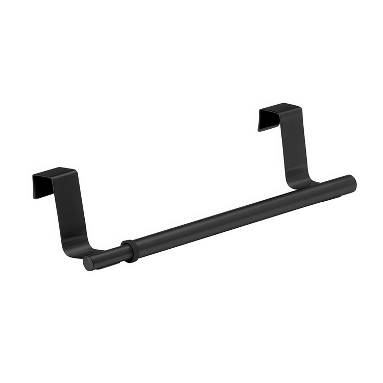Rail / rack for towel, over cabinet door, SMALL TELESCOPIC RAIL, 22-35 cm, Black