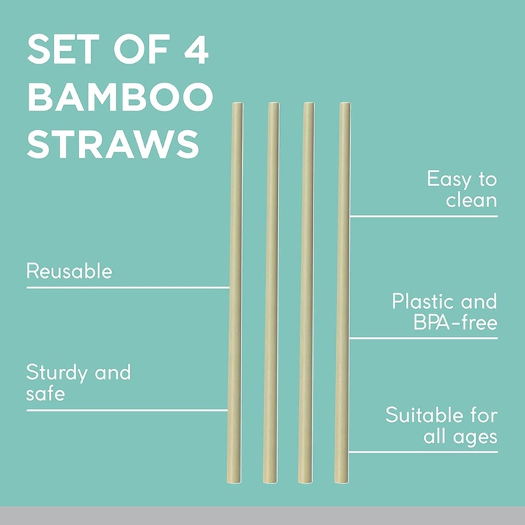Drinking Straws, reusable, with brush, TYPHOON BAMBOO, 20 cm, Beige