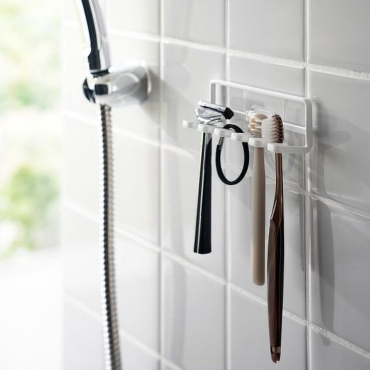 Toothbrush holder, Adhesive, TOWER FILM HOOK, Yamazaki, White