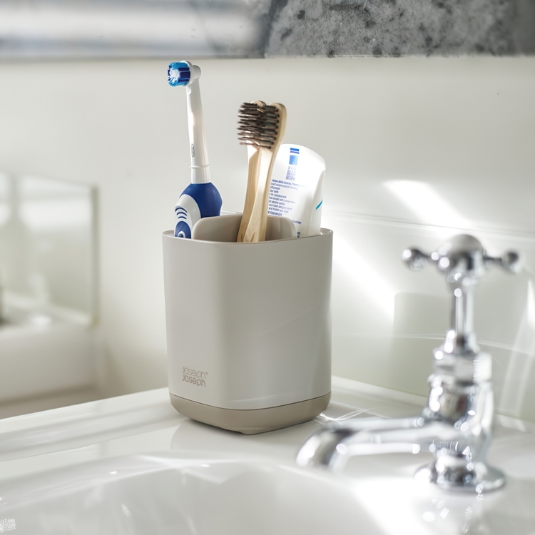  Caddy for electric toothbrushes, EASY STORE ECRU, 9 x 9 x H 12,7 cm Joseph Joseph, Light Grey