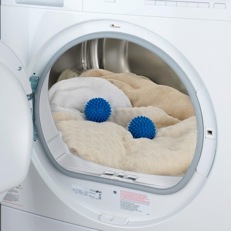 Drying balls for the dryer, Set of 2, SFERE PER ASCIUGATRICE, Ø 7 cm, Blue