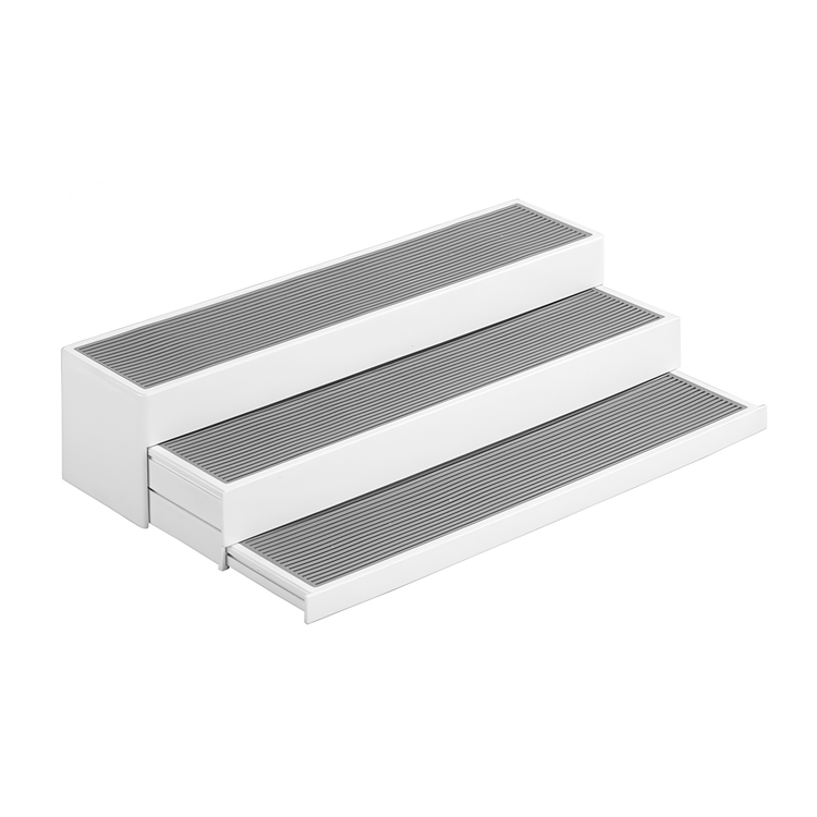 Mini-shelf with 3 extendable shelves, STEPS, white / grey