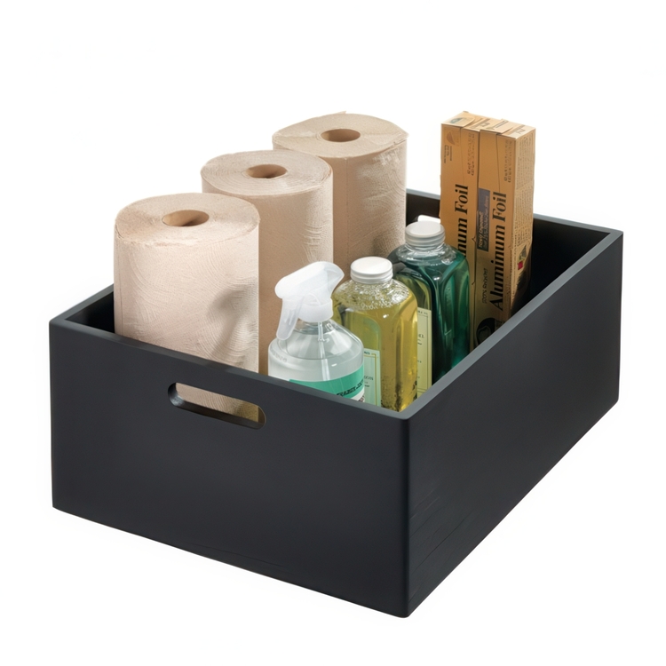 Handeled Bin, THE HOME EDIT ECO WOOD XXL BOX, 38,1 x 45,7 x H 20,3 cm, Black
