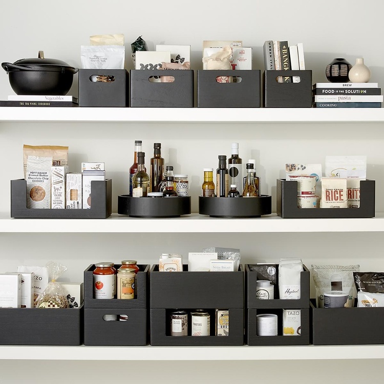 Handeled Bin, THE HOME EDIT ECO WOOD XXL BOX, 38,1 x 45,7 x H 20,3 cm, Black