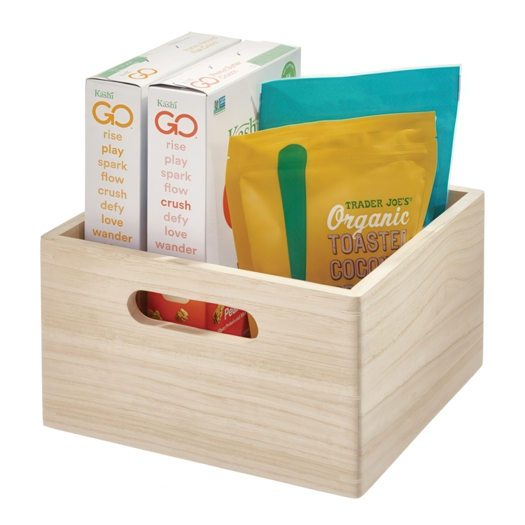 Handeled Bin, THE HOME EDIT ECO WOOD SQUARE BOX, 25,5 x 25,5 x H15 cm, Natural
