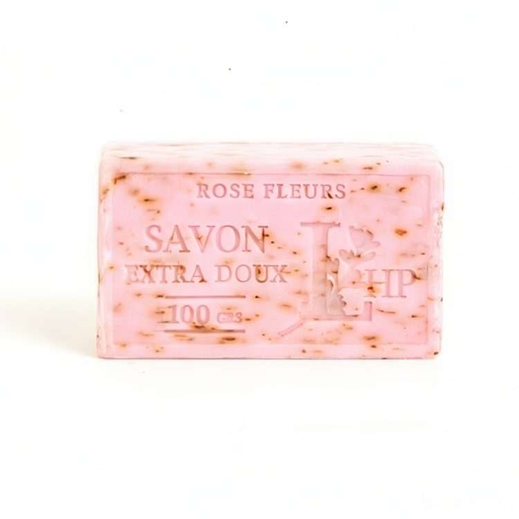 Soap with Rose Flowers, 100 g, SAVON DE MARSEILLE ROSE FLEURS, 8,5 x 5 x H 2,5 cm, Soft Pink