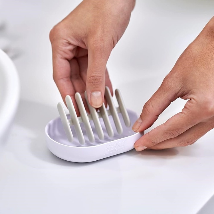Soap cup, DUO QUICK-DRAIN, 11.5 x 8 x H 2,5 cm, Joseph Joseph, White