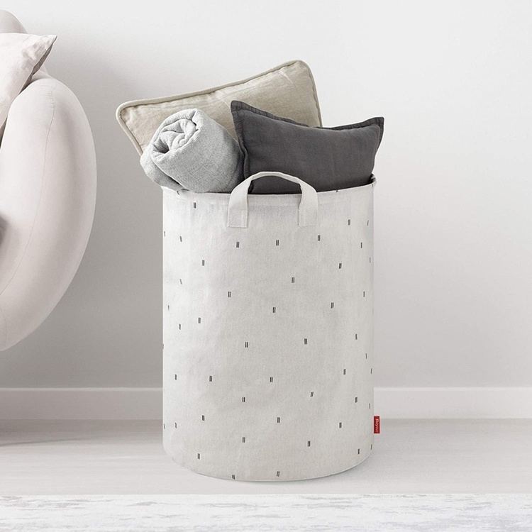 Laundry Basket / Storage Bag, CESTO PREMIUM, Ø 40 x H 55 cm, Offwhite