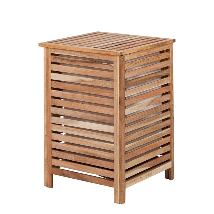 Laundry Basket in walnut, 57 L, NORWAY, 45 x 45 x H 65 cm, Brown