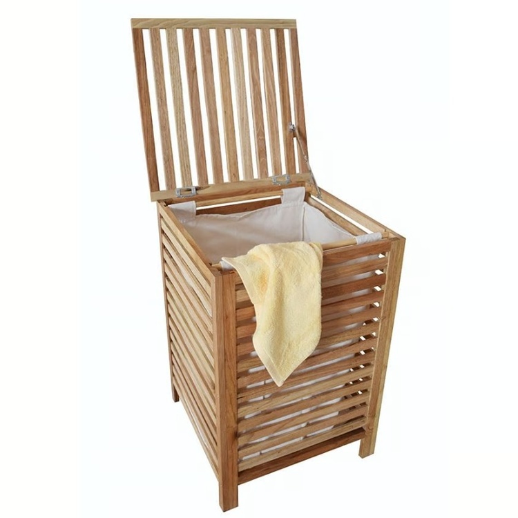 Laundry Basket in walnut, 57 L, NORWAY, 45 x 45 x H 65 cm, Brown
