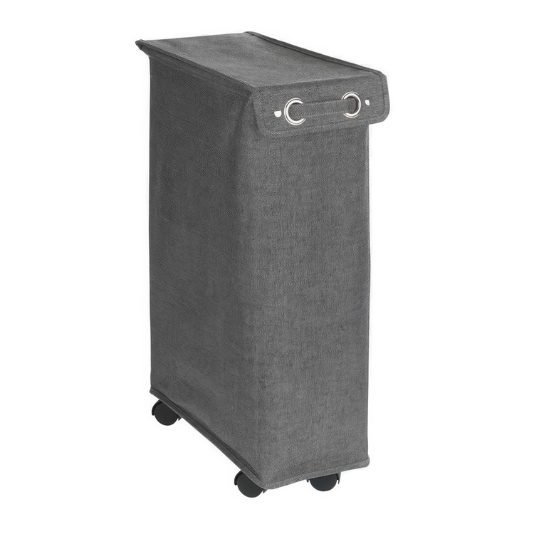 Laundry basket on wheels, Slim, CORNO PRIME, 18,5 x 40 x H 60 cm, Black / White
