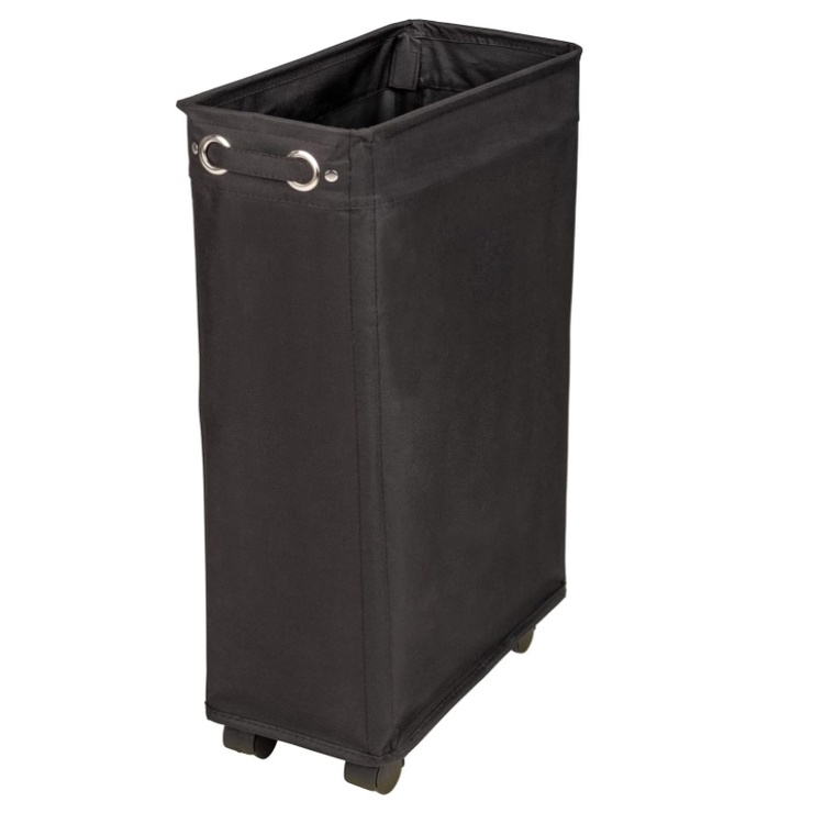 Laundry basket on wheels, Slim, CORNO PRIME, 18,5 x 40 x H 60 cm, Black 