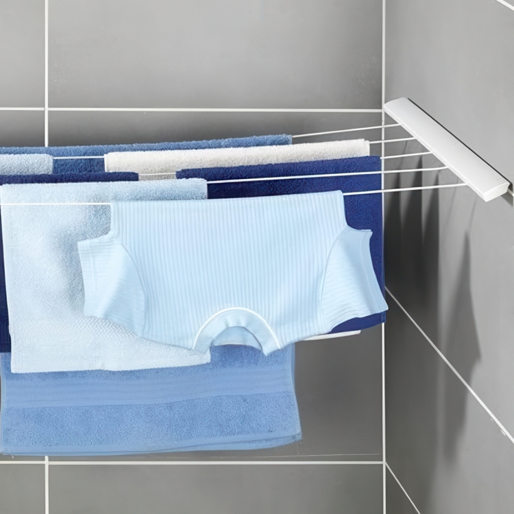 Drying lines, Wall mount, PULL-OUT, 21 m, White