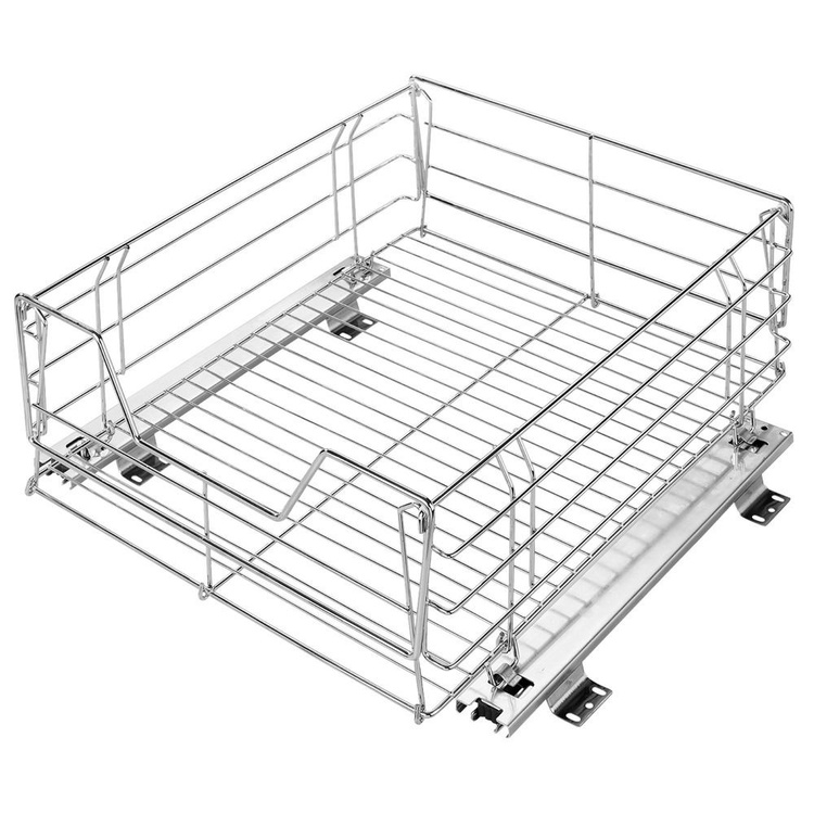 Pull-out shelf for cabinet, MAXI SLIDING RACK, 50 x 50 x H 23 cm, Silver