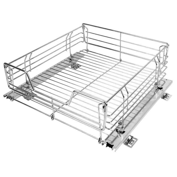 Pull-out shelf for cabinet, SLIDING RACK, 51 x 40 x H 18,5 cm, Silver