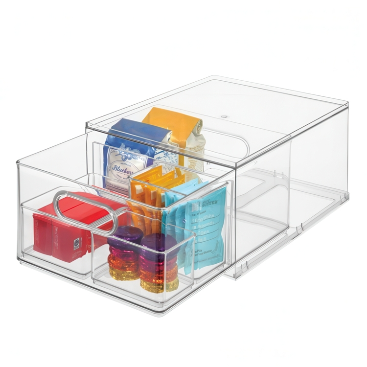 Storage Drawer with divider, THE HOME EDIT ALL PURPOSE DRAWER, 27,3 x 35,6 x H 17 cm, Transparent