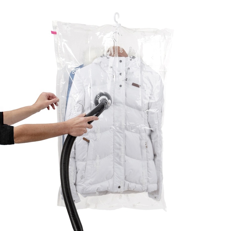 Vacuum bag with hanger, ESPACE SHORT, 70 x 105 cm, Transparent