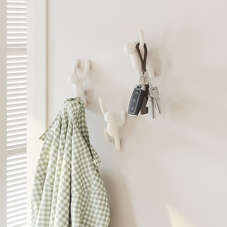 Wall Mounted Hooks, Decorative, Set of 3, UMBRA BUDDY HOOKS, White