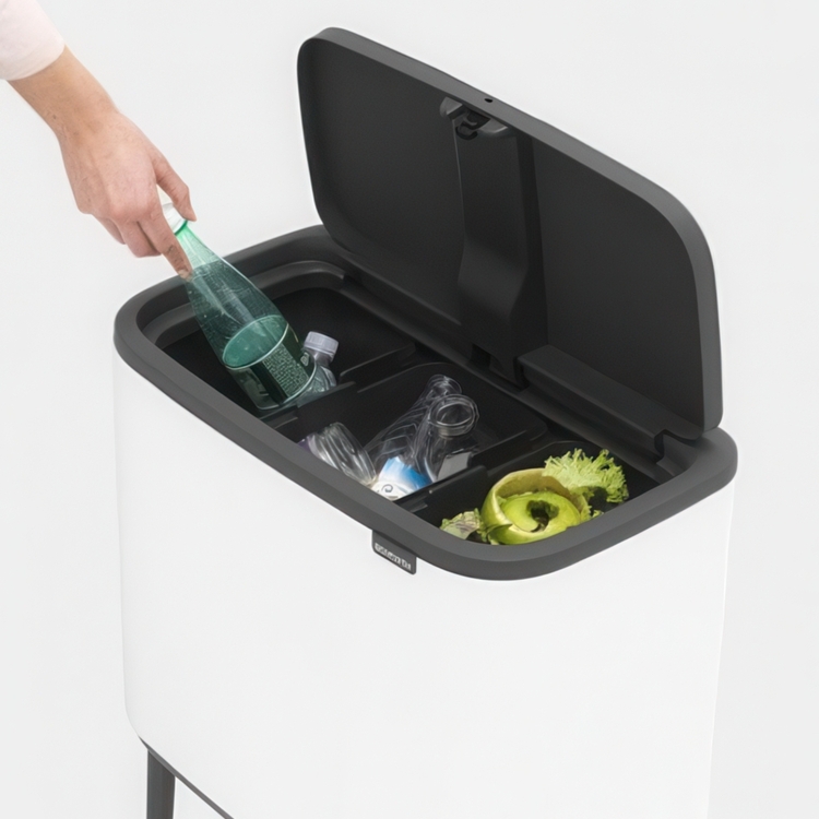 Recycling station on legs, 3 inserts, BRABANTIA BO TOUCH 3 x 11 L