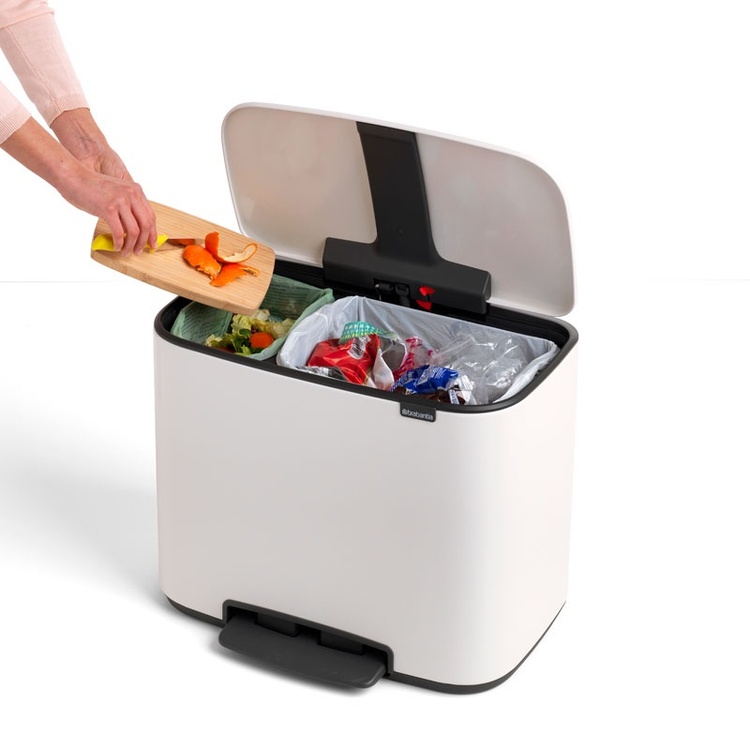 Recycling station, 2 inserts, BRABANTIA BO PEDAL BIN 23 + 11 L