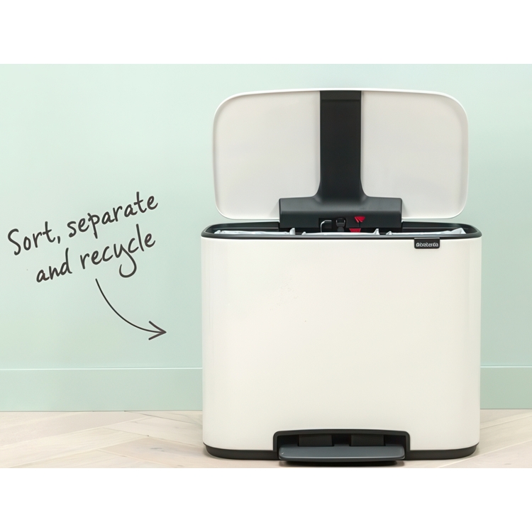 Recycling station, 3 inserts, BRABANTIA BO PEDAL BIN 3 x 11 L