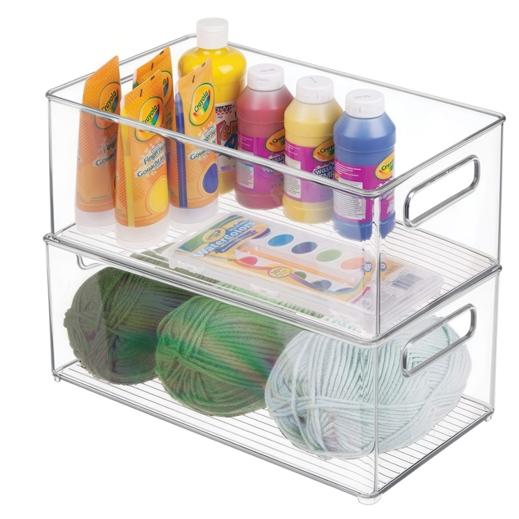 Storage box with handle, XL LINUS CABINET BIN, 20 x 41 x H13, Transparent