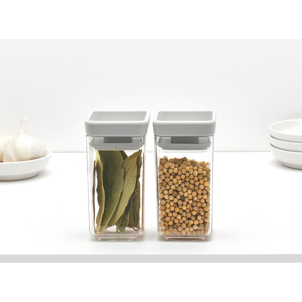 Canisters Set of 2, 0,15L, TASTY+ MINI, Brabantia, Clear/Light Grey