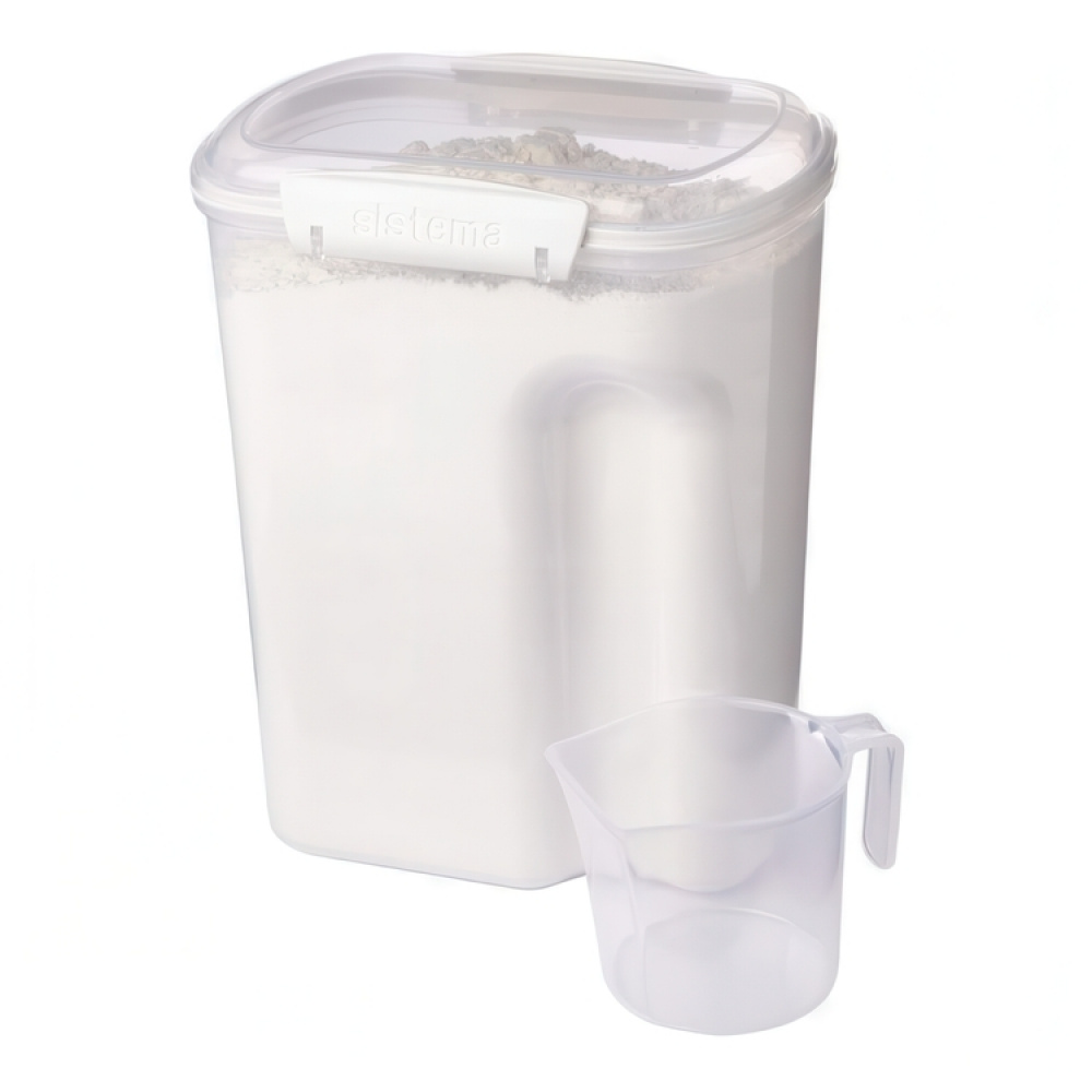 Jar, for flour, grain, etc, 3,35 L, BAKE IT, Transparent / White in the group Storage / Kitchen storage / Storage jars / Sistema storage jars at SmartaSaker.se (40273)