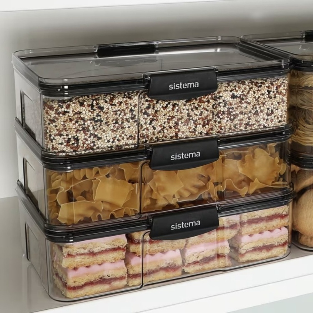 Canister, 1,73 L, TRITAN ULTRA LARGE RECTANGLE, Clear / Black in the group Storage / Kitchen storage / Storage jars at SmartaSaker.se (40319)