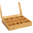 Bin with Compartments, LARGE BAMBOO TEA BOX, 28 x 23 x H 7 cm, Nature 