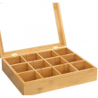 Bin with Compartments, LARGE BAMBOO TEA BOX, 28 x 23 x H 7 cm, Nature 
