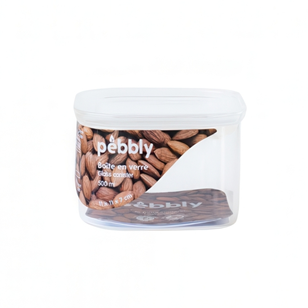 Glass Canister, 0,5 L, PEBBLY SQUARE CLEAR MINI, Clear in the group Storage / Kitchen storage / Storage jars at SmartaSaker.se (41009)