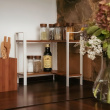 Shelf for spices, ACACIA CORNER SHELF, 30 x 30 x H 33 cm, White / Brown