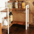 Shelf for spices, ACACIA CORNER SHELF, 30 x 30 x H 33 cm, White / Brown