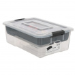 Box with insert, EZY SORT IT, 30,5 x 21.5 x H 11 cm, Clear / Grey