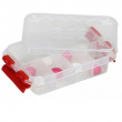 Small box, 8 compartments, FIRST AID PILL ORGANIZER, 12 x 7,7 x H 3 cm, Clear / Red