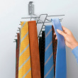 Holder for 30 Ties / Belt, Space Saving, RAYEN, Silver